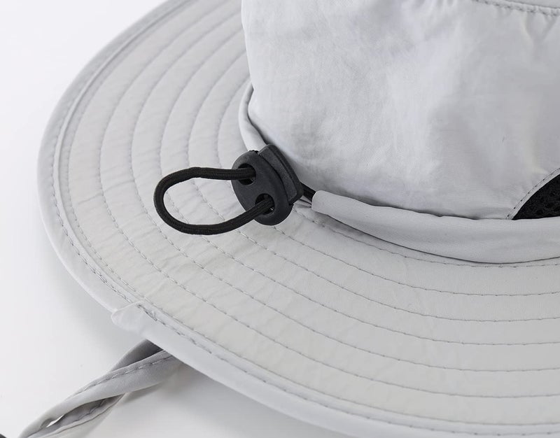 LLmoway Toddler Kid UPF50+ Bucket Sun Hat Wide Brim Lightweight Boys Quick Dry Boonie Hat Light Grey - Image 4